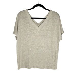 CHICO’S Double V Neck 100% Linen Light Tan Top size 2 / Large